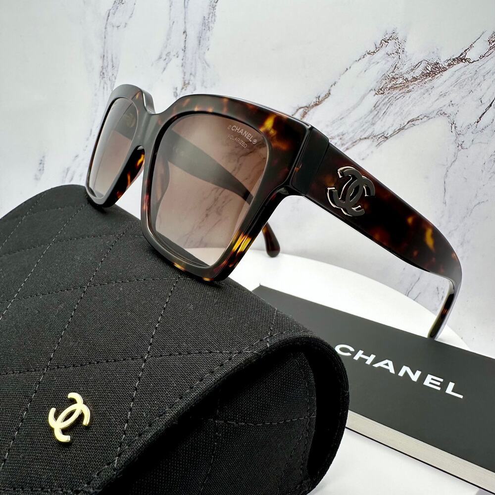 New CHANEL Sunglasses Brown Butterfly Gold Polarized Brown Lens - Picture 6 of 16
